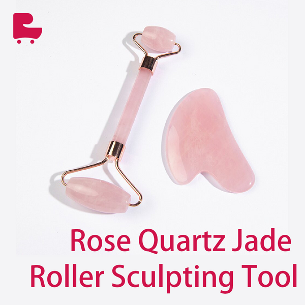 Rose Quartz Jade Roller Sculpting Tool Two-piece Set