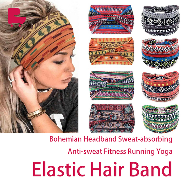 Bohemian Headband Sweat-absorbing Anti-sweat Fitness Running Yoga Elastic Hair Band