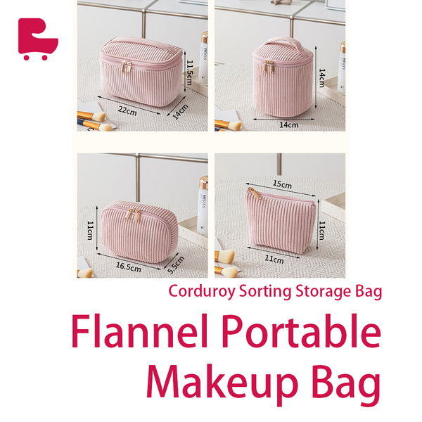 Corduroy Sorting Storage Bag Flannel Portable Makeup Bag 4-Piece Set