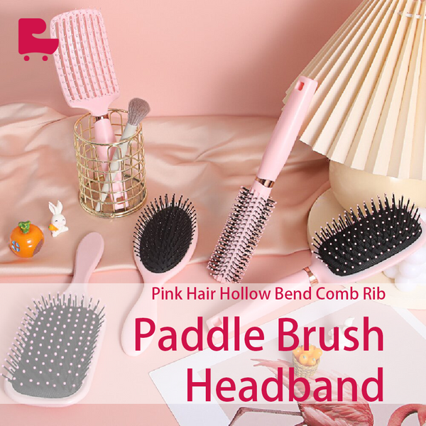 Pink Comb Five-piece Set Hair Hollow Bend Comb Rib Comb Daily Styling Comb
