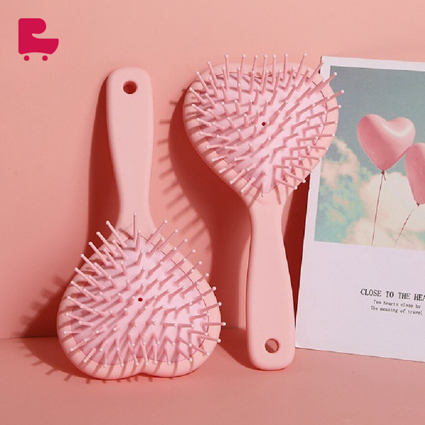 Pink Heart-shaped Comb Princess Comb Scalp Massage Curling Lady Two-piece Comb Set